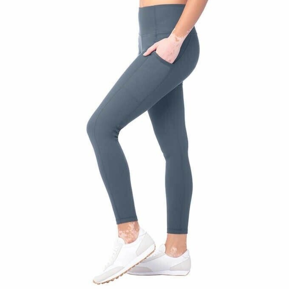 Lukka Lux Women’s Blue Ribbed Leggings Size Large Boutique Thick Athletic - Picture 1 of 5